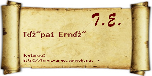 Tápai Ernő névjegykártya